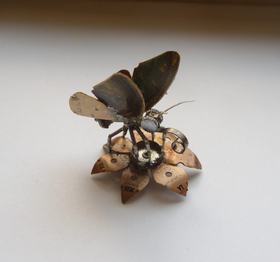 old broken watches turned into intricate mini steampunk sculptures of insects by justin gershenson gates 10