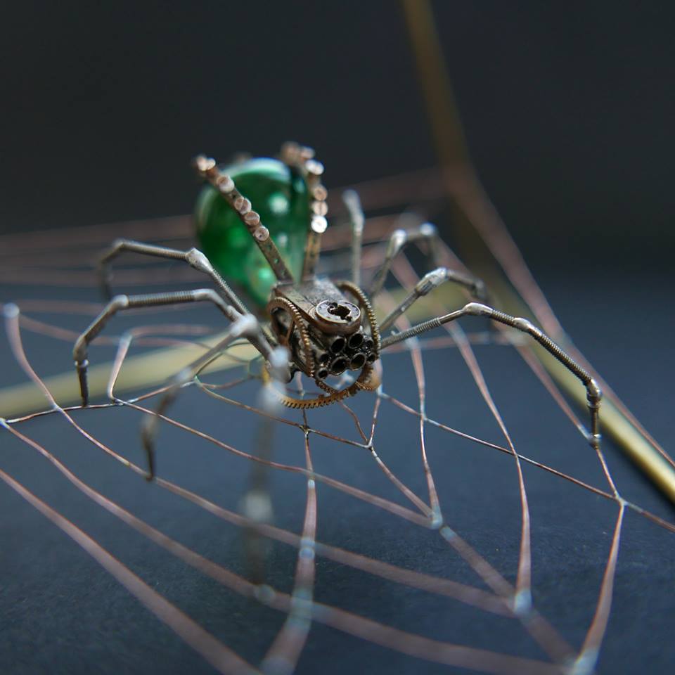 old broken watches turned into intricate mini steampunk sculptures of insects by justin gershenson gates 1