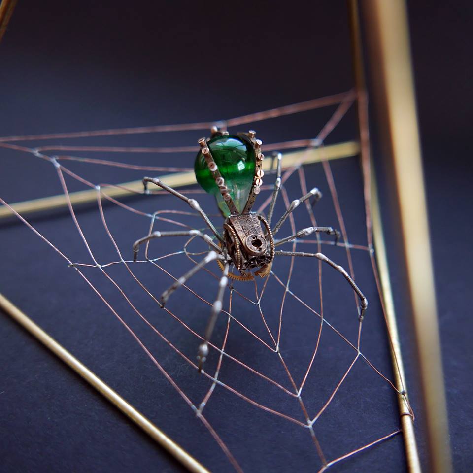 old broken watches turned into intricate mini steampunk sculptures of insects by justin gershenson gates 2