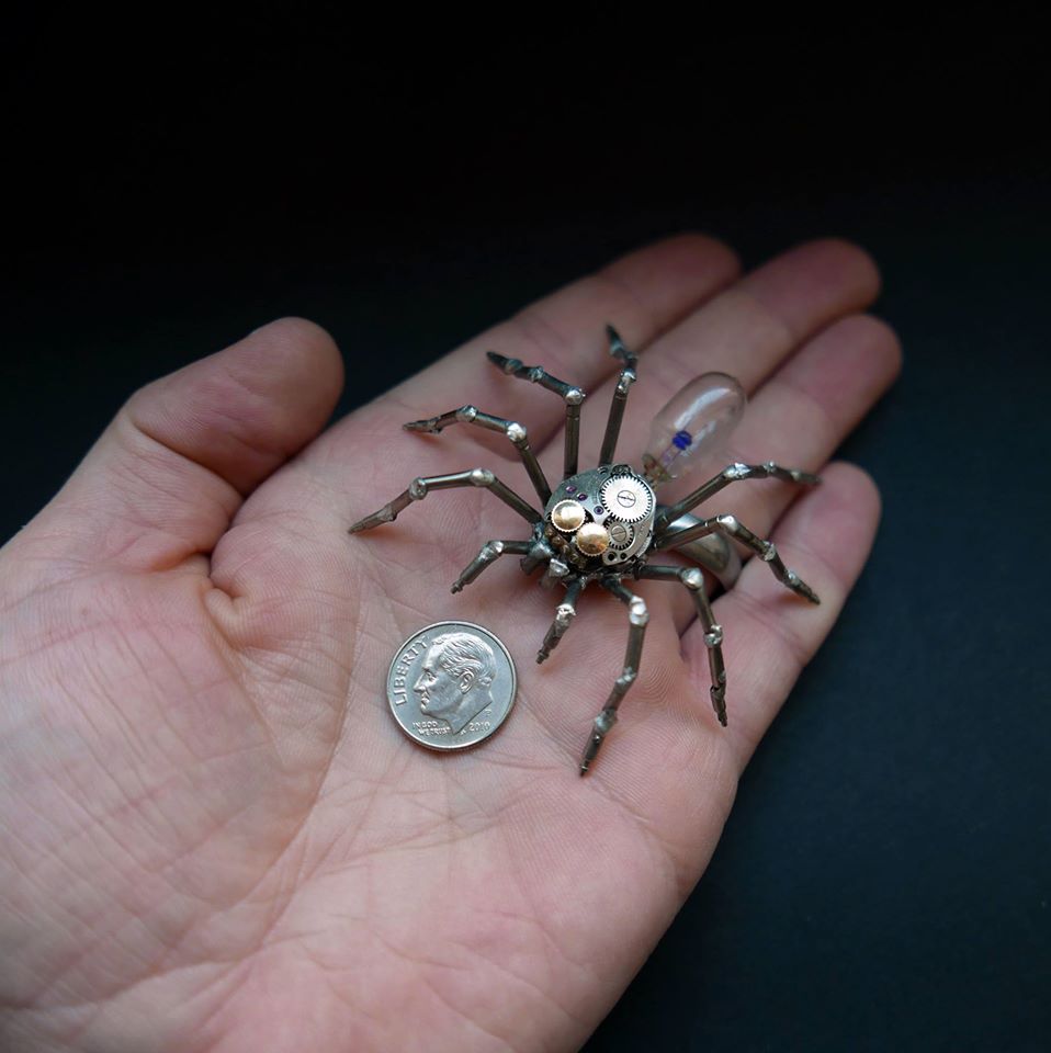 old broken watches turned into intricate mini steampunk sculptures of insects by justin gershenson gates 3
