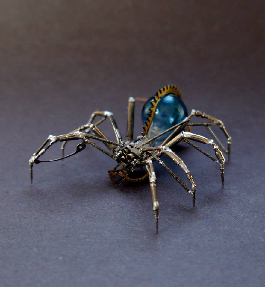 old broken watches turned into intricate mini steampunk sculptures of insects by justin gershenson gates 6