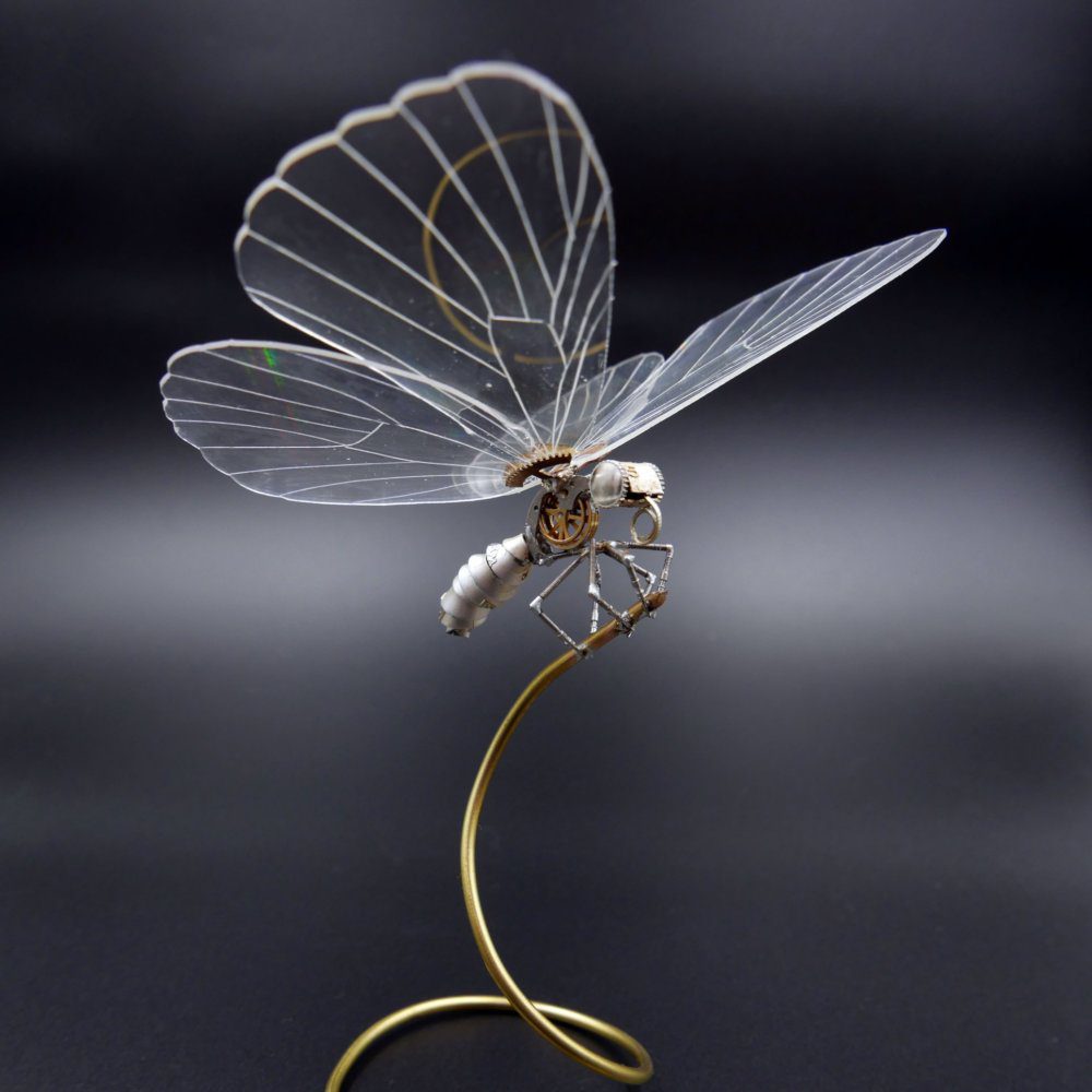 old broken watches turned into intricate mini steampunk sculptures of insects by justin gershenson gates 12