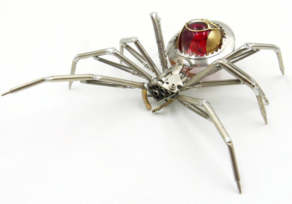 old broken watches turned into intricate mini steampunk sculptures of insects by justin gershenson gates 14