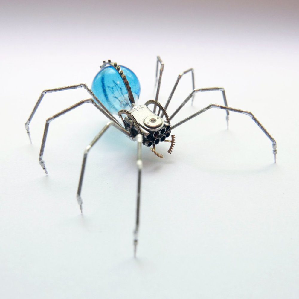 old broken watches turned into intricate mini steampunk sculptures of insects by justin gershenson gates 17