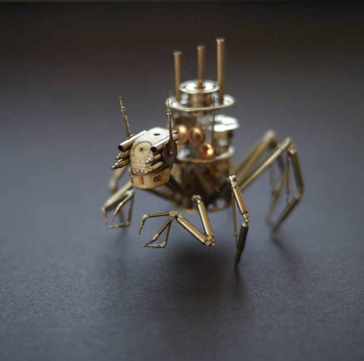 old broken watches turned into intricate mini steampunk sculptures of insects by justin gershenson gates 2