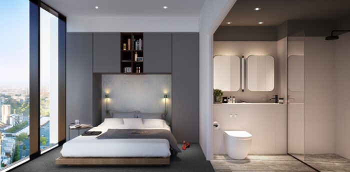 Victoria One bedroom and bathroom