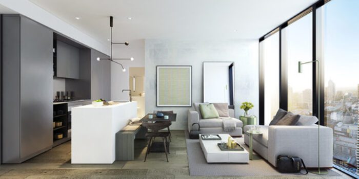 Victoria One dining living cool scheme