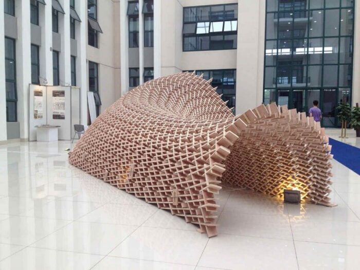 Plywood Pavilion Houses Graduate Exhibition