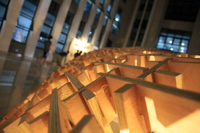 Plywood Pavilion Houses Graduate Exhibition