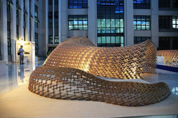 Plywood Pavilion Houses Graduate Exhibition