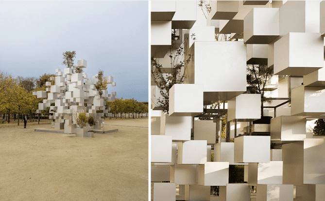 The Parisian Green Cubic Installation