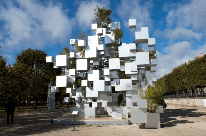 The Parisian Green Cubic Installation | Sou Fojimoto