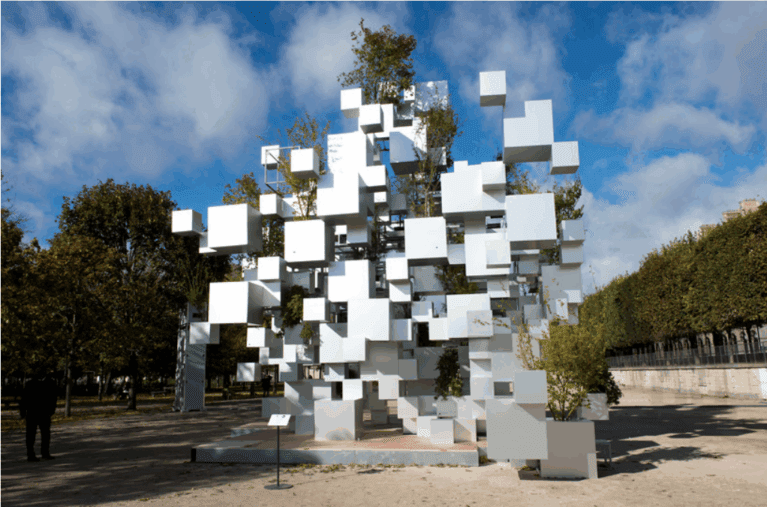 The Parisian Green Cubic Installation | Sou Fojimoto