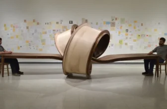 A tangled wooden table