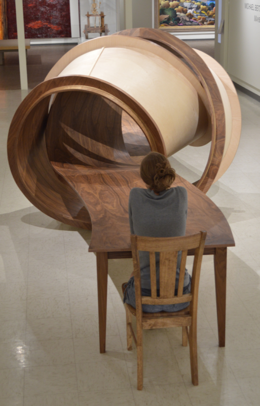 A tangled wooden table