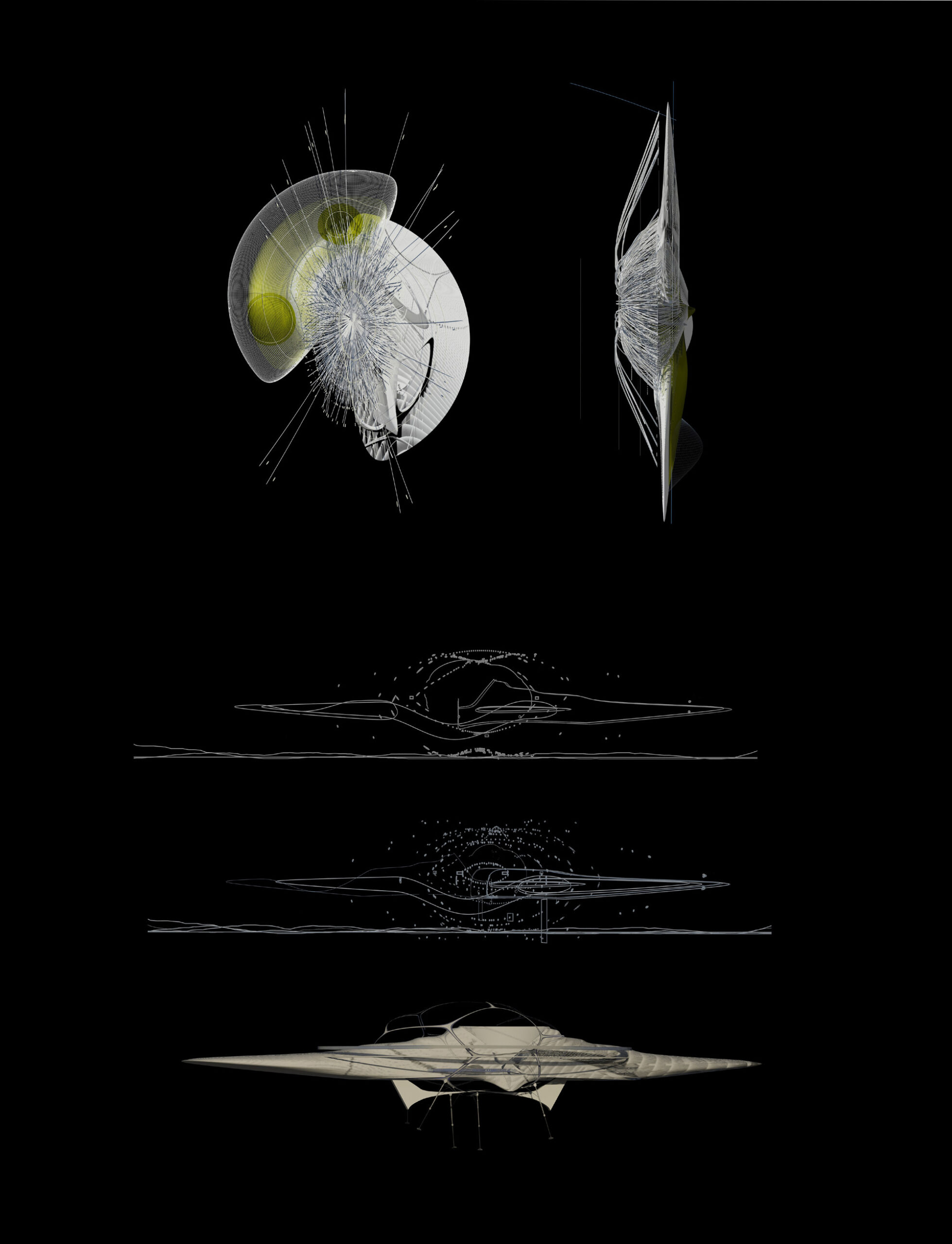 plan section artificial snow cave and rope structure