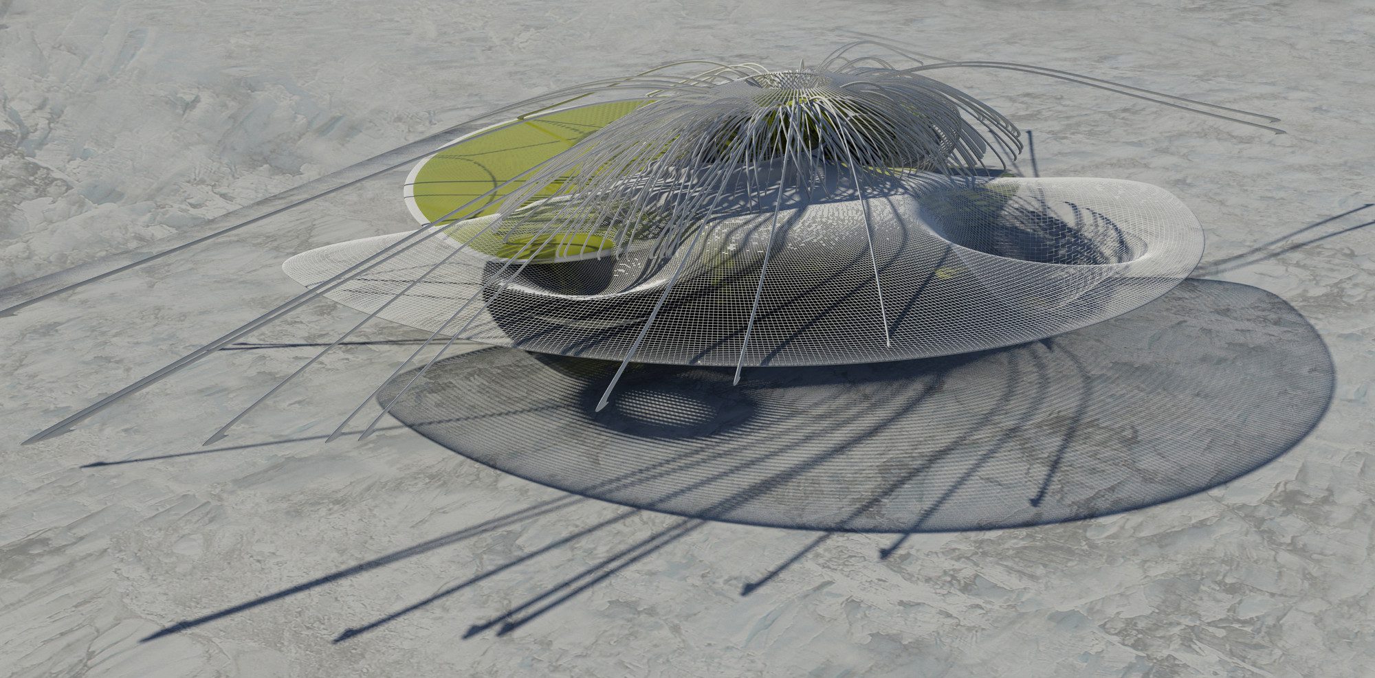 rope with snow cave structures