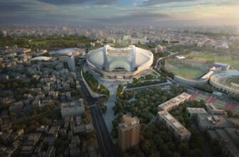 Tokyo National Stadium latest images by Zaha Hadid Architects Japan dezeen 468 9