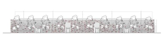1617 O Elevation v4 Temporary Facade Fusing Natural and Artificial Elements