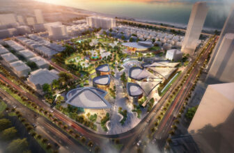 Sheikha Fatima Park Aerial Night LR Credit Benoy