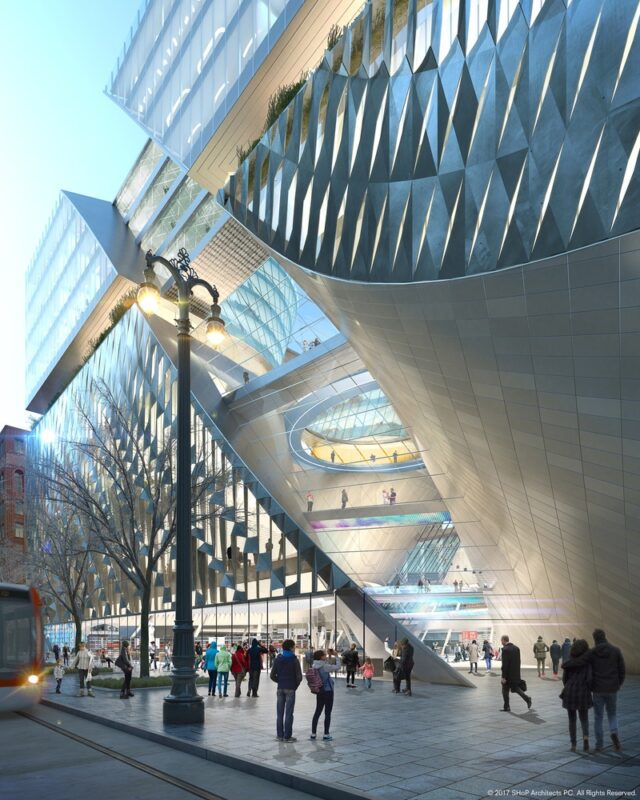 SHoP Hudson's Site Development Streetscape Image by SHoP Architects PC