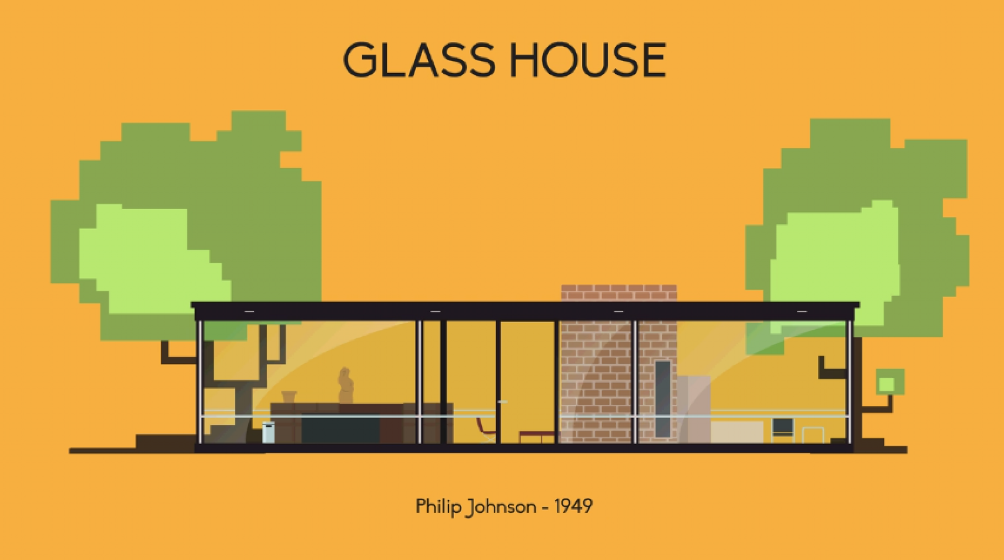 Animated Illustrations of Iconic Modernism Houses in a Video by Graphic ...
