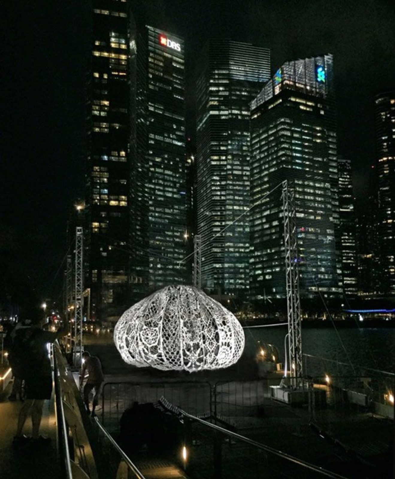 Giant Crocheted Urchins Float above 