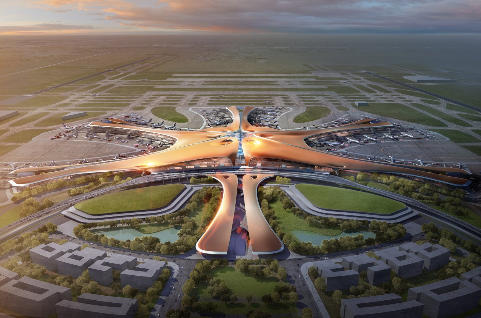 Aerial Photos Reveal Structure of New Beijing Daxing Airport Terminal ...