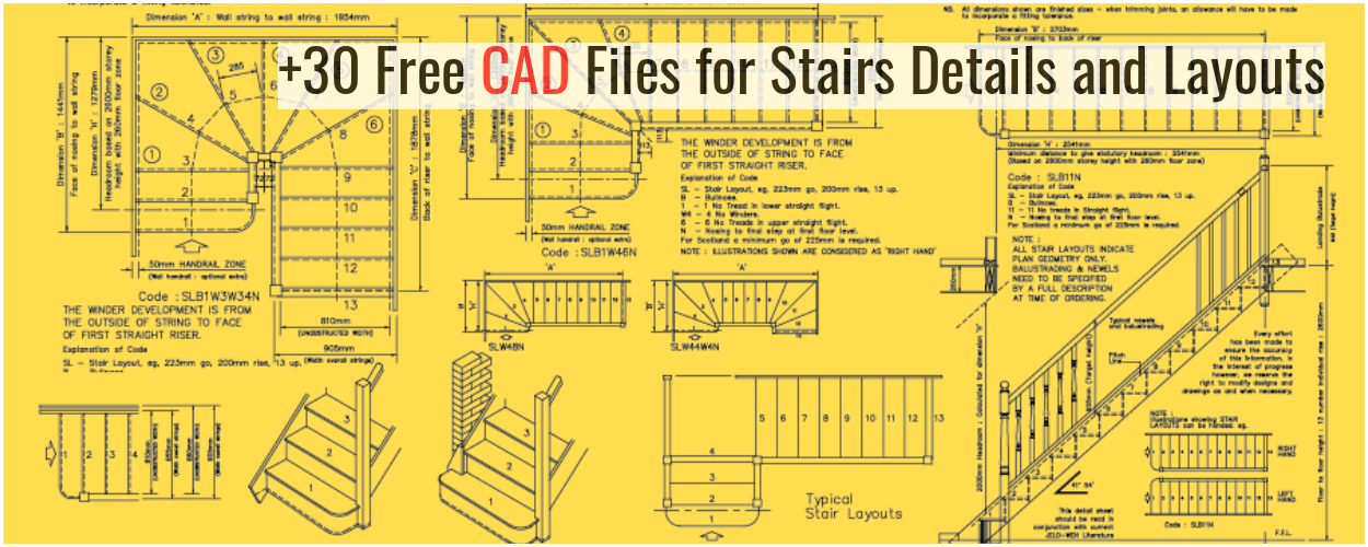 30 Free Cad Files For Stairs Details And Layouts Arch2o