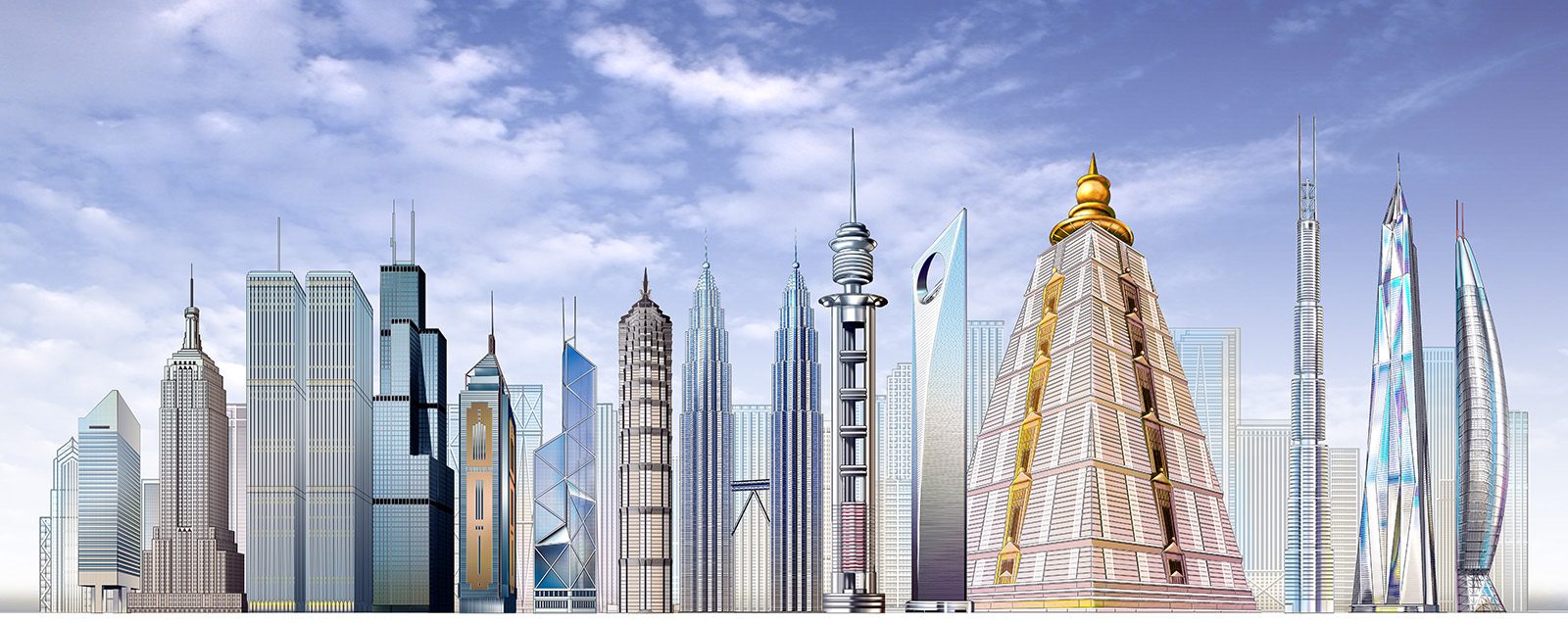 Skilt Arbejdskraft foran Top 30 Tallest Building in The World in 2021-Part 1