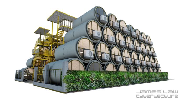 Arch2O-Micro apartments in concrete pipes | James Law Studio#0