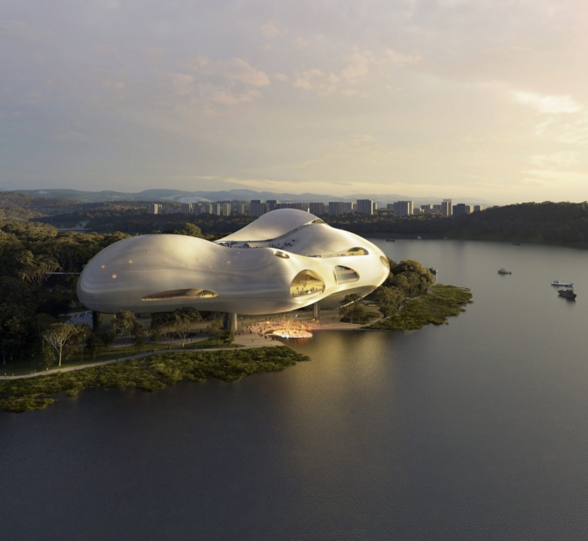 OPEN Architecture Reveals Flowing and Floating Yichang Grand Theater by ...