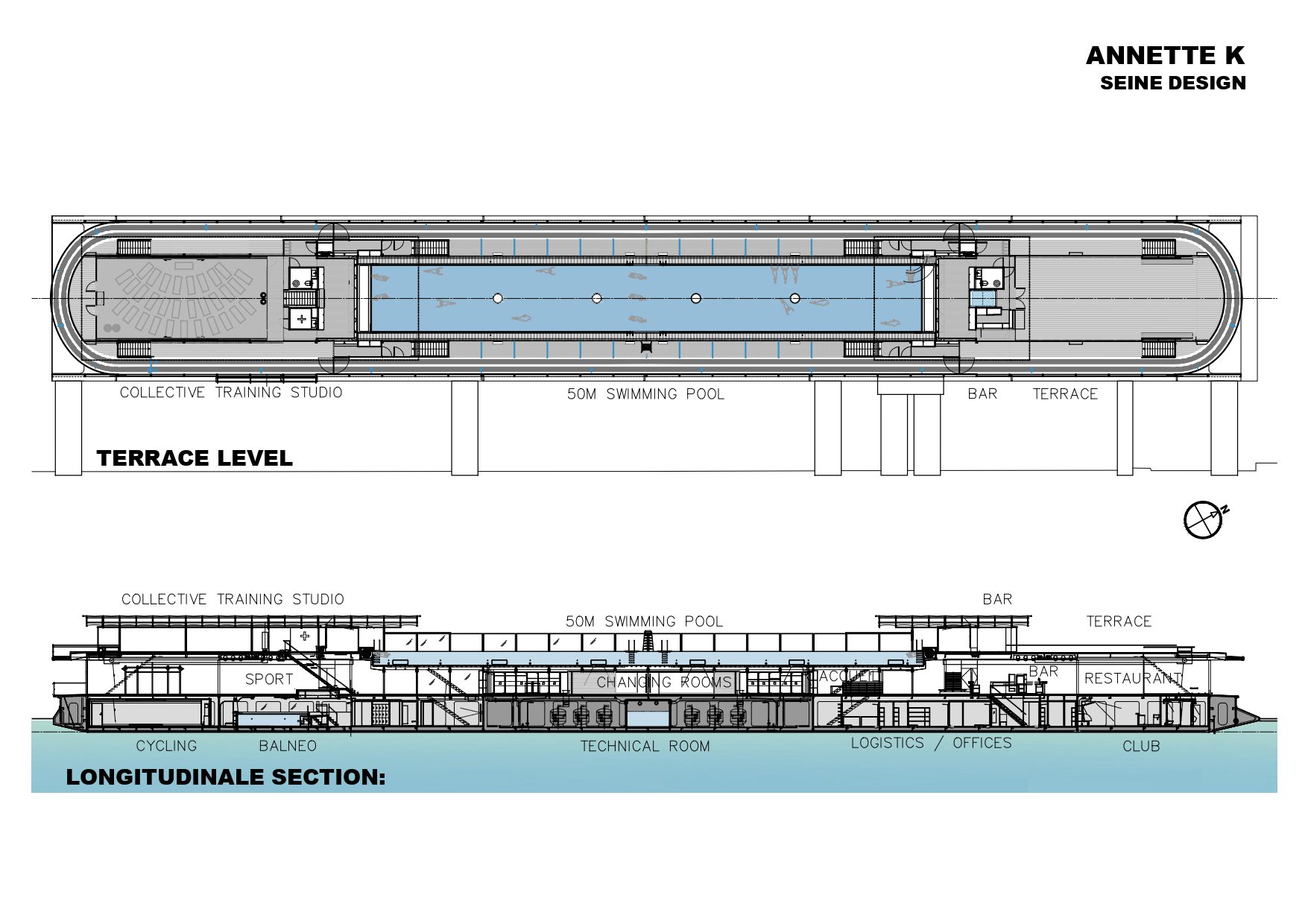 Terrace Floor Plan and Longitudinal Section