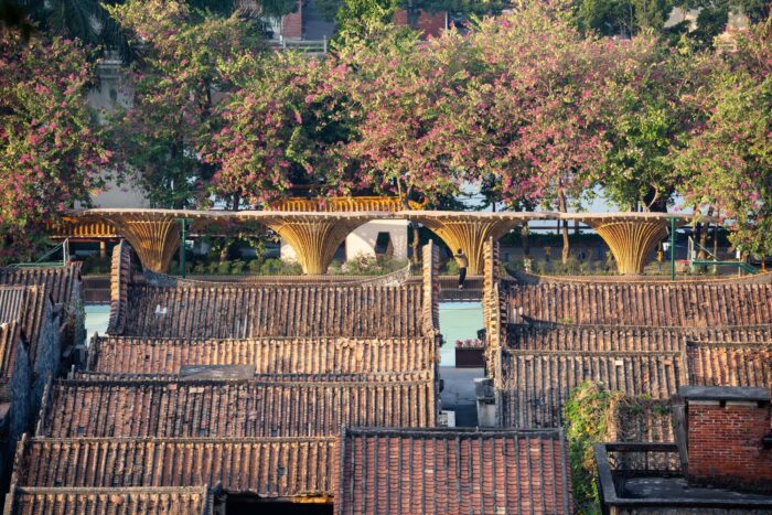 bamboo structure and village. Image © Jiancong Chen1