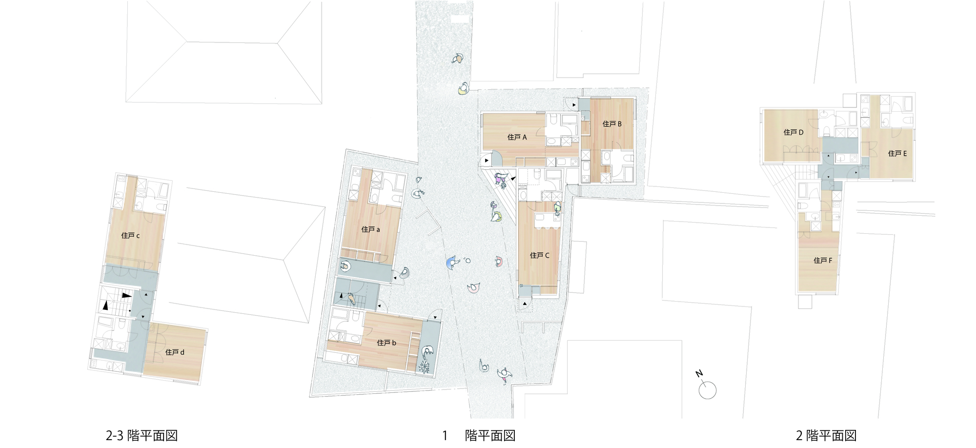 Two Apartment Buildings Around a Roji Park