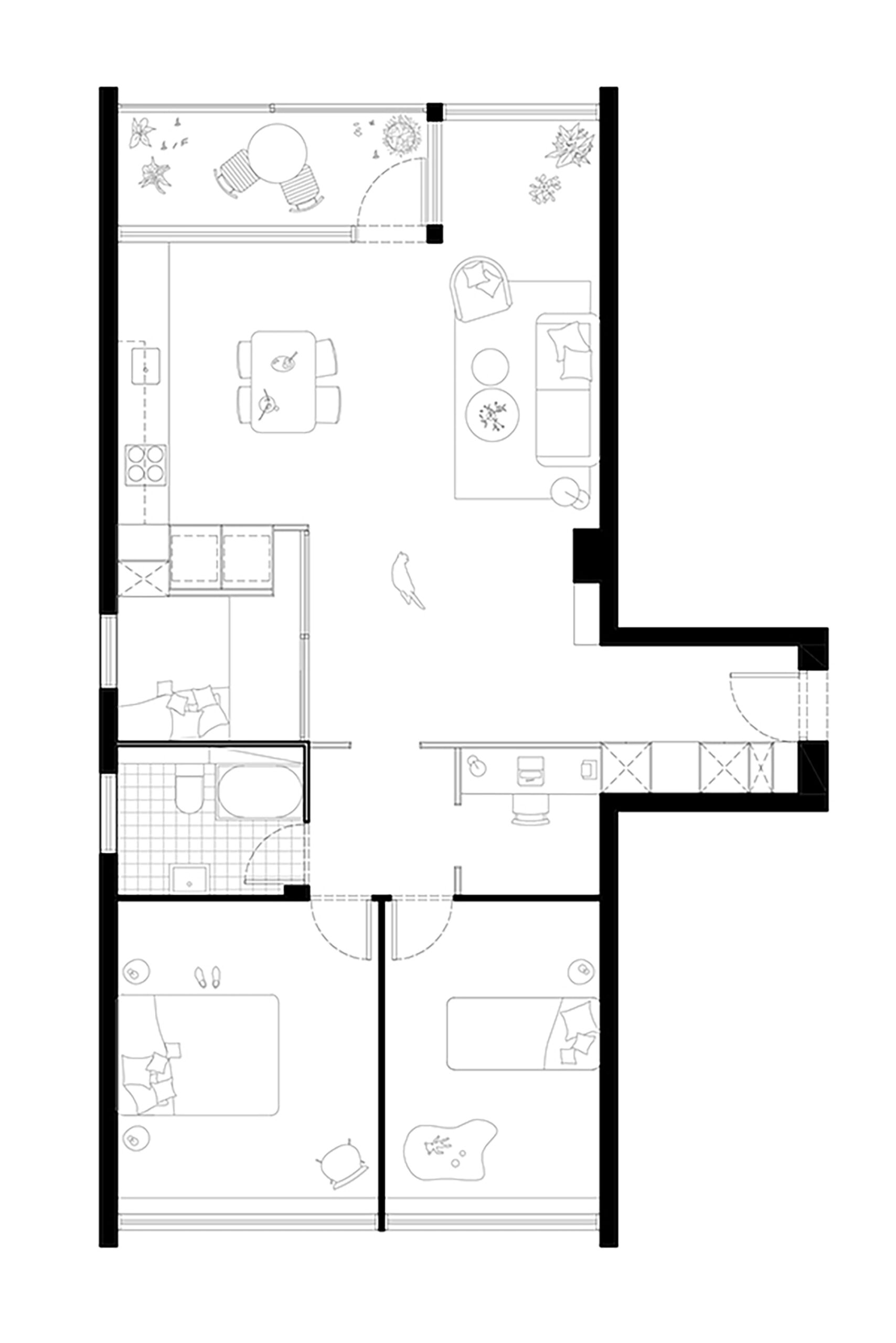 Domesticated Square Apartment