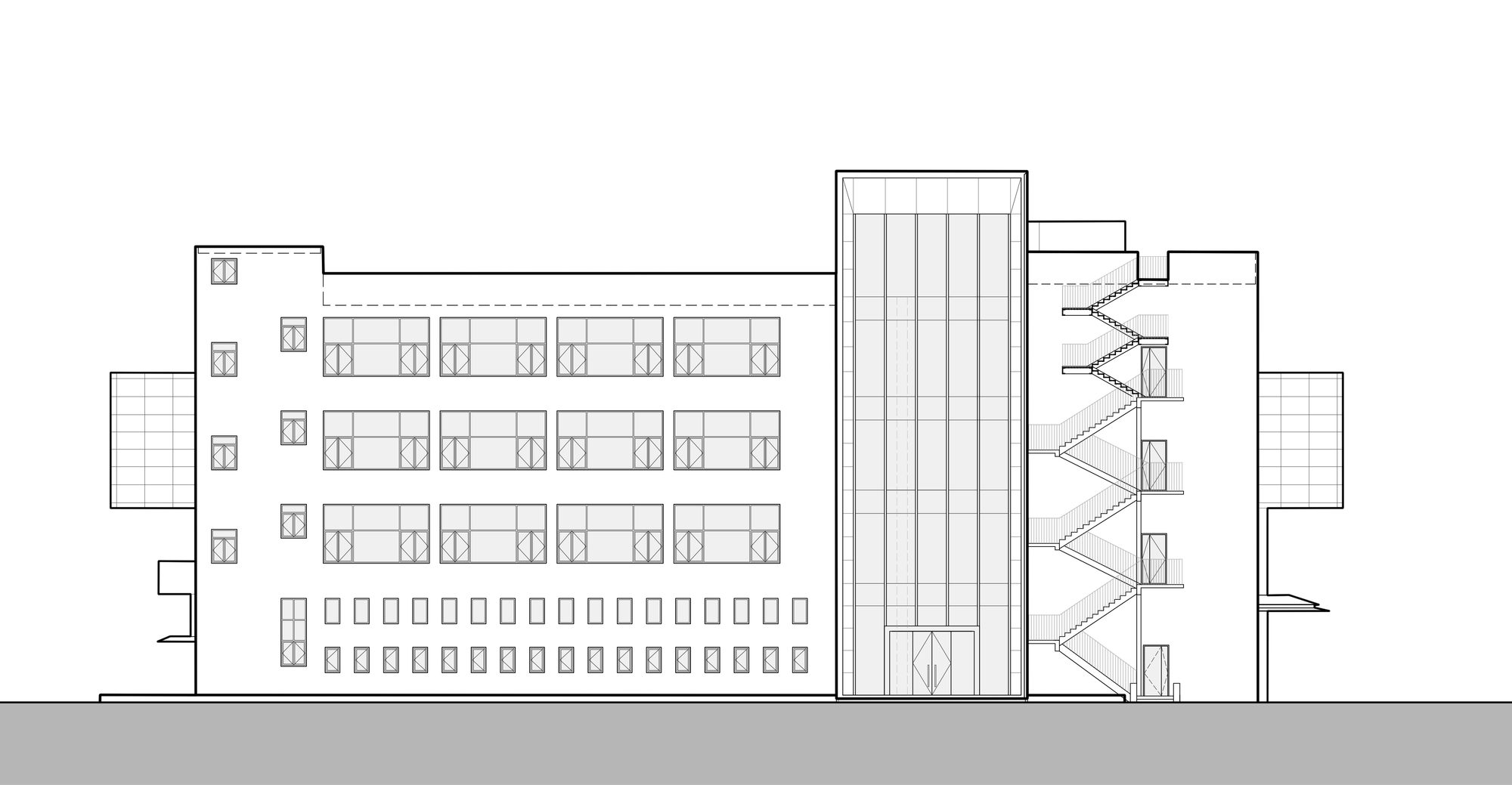 West elevation. Image Courtesy of DUTS design50