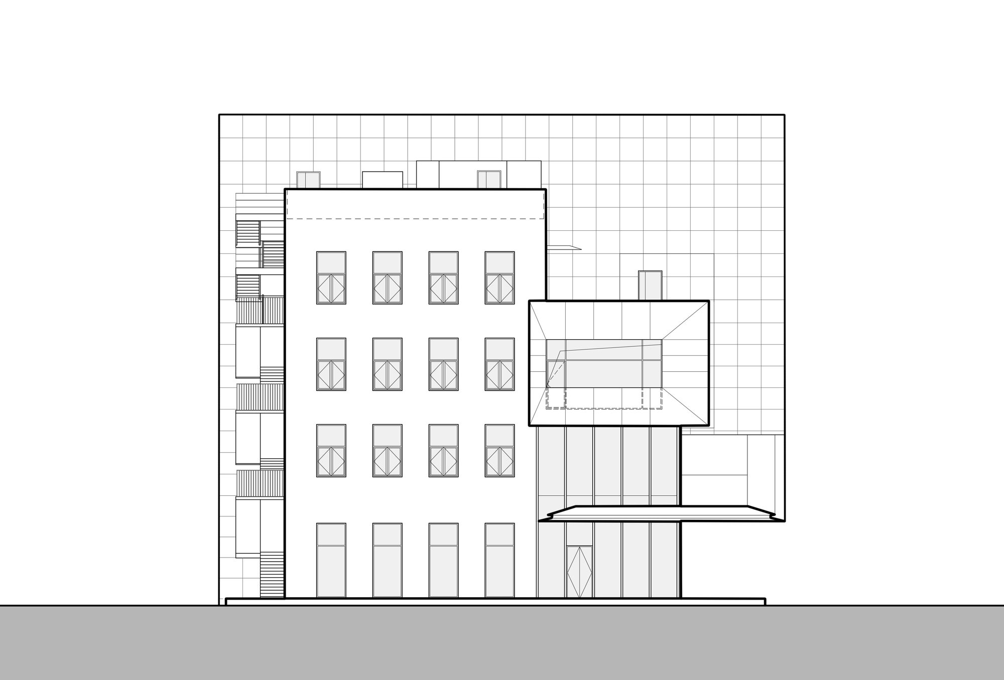 West elevation. Image Courtesy of DUTS design52