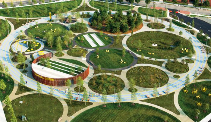 Central Green park located in the Philadelphia Navy Yard.
