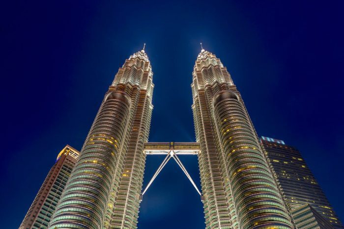 The double-deck Petronas Towers skybridge linking the twin towers in Kuala Lumpur
