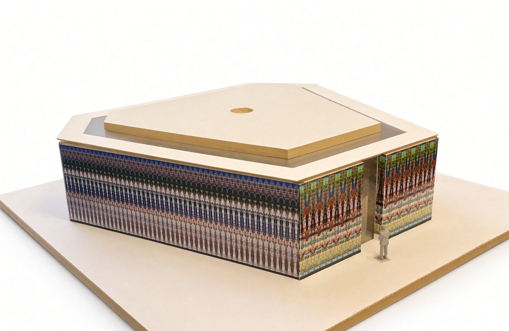 Architectural model of the hexagonal Doha Pavilion designed by Gerhard Richter and Selldorf Architects