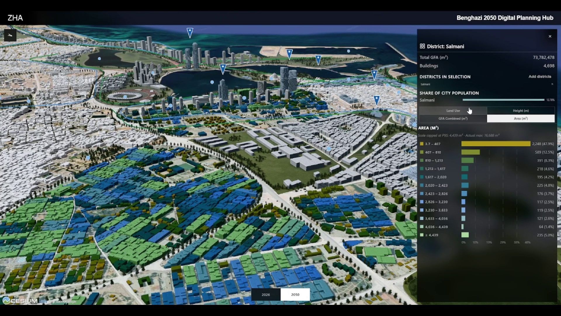 Three-dimensional data overlay across the Benghazi 2050 city model