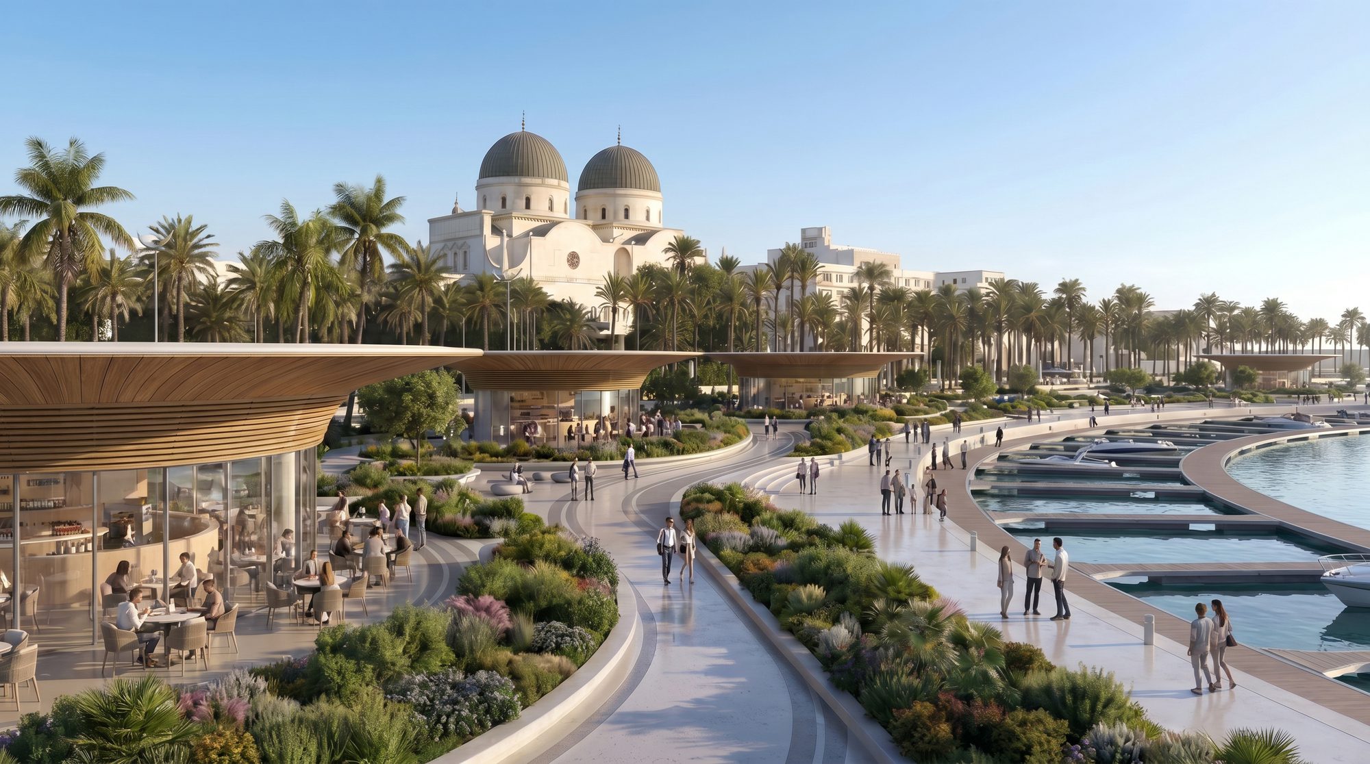 Waterfront view of Benghazi Old Town in the 2050 vision plan