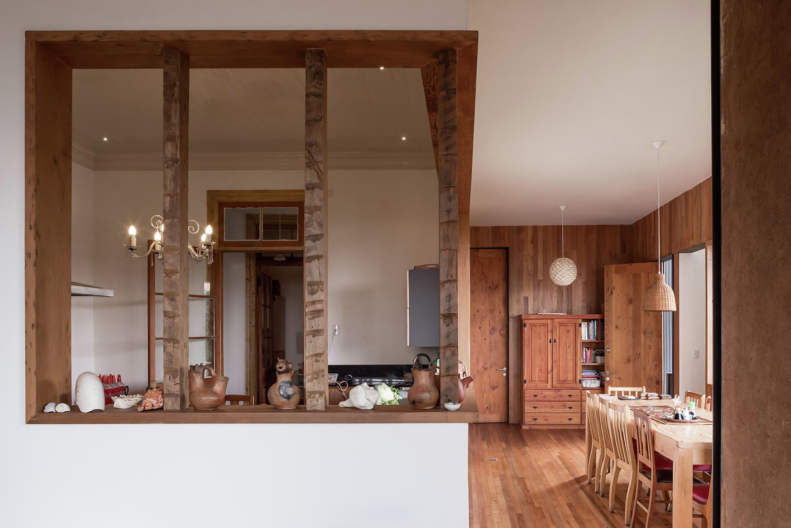 El Manzano house refurbishment showing timber structure and restored heritage detailing