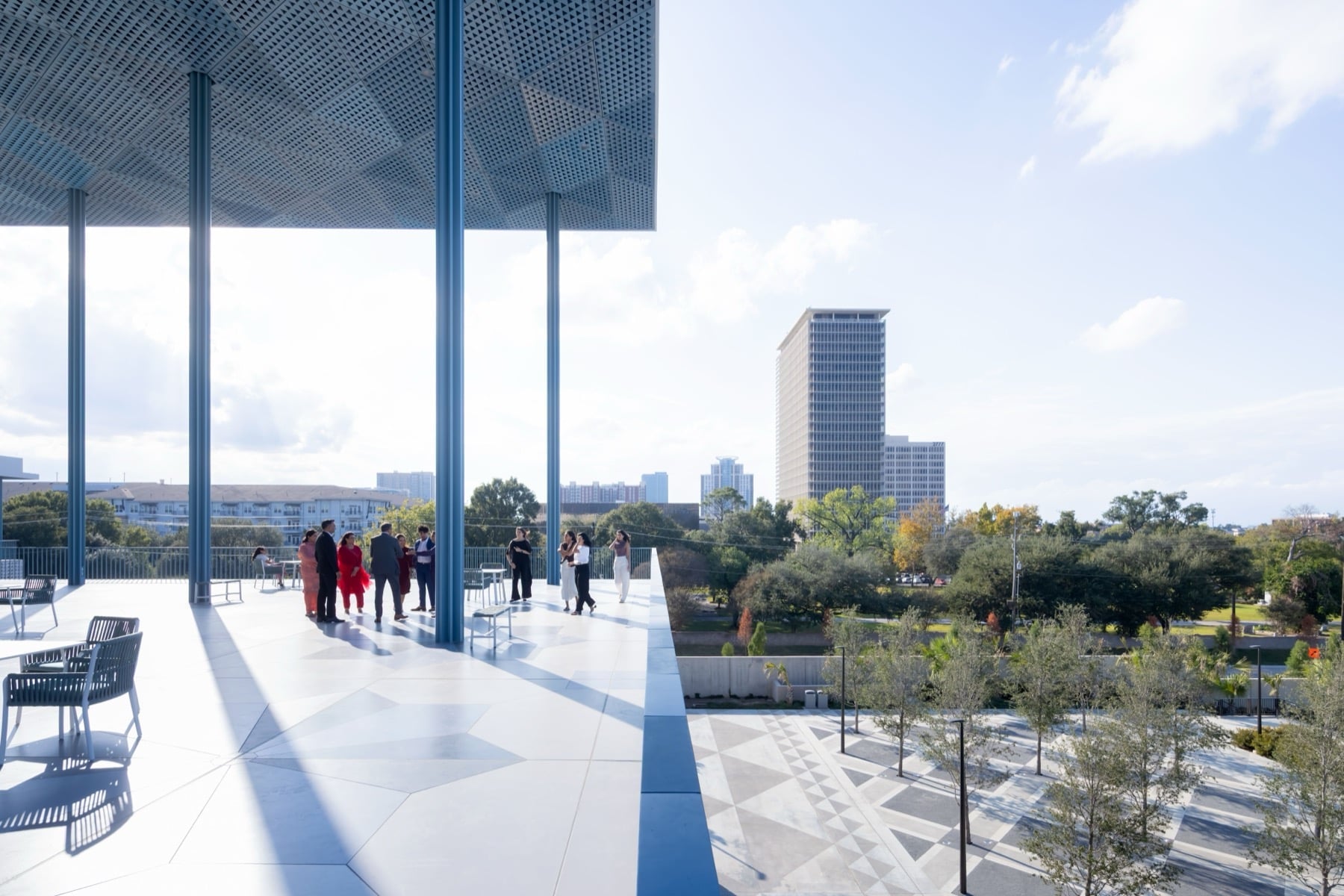 Landscaped terraces and gardens at the Ismaili Center in Houston