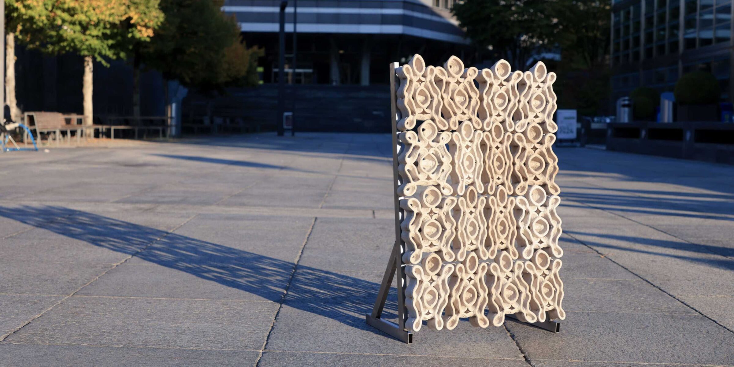 Sand-based architectural element bound by bacteria, developed at ETH Zurich