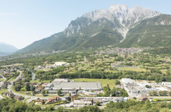 Exterior view of the former textile mill in Ceto that will become the Ceto Polo Culturale