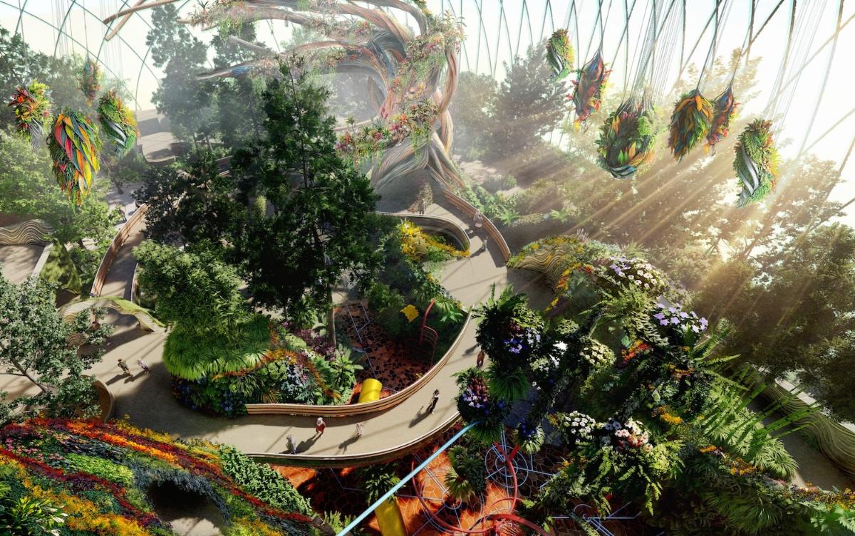 Exterior view of the shell-inspired Eden Project Morecambe attraction on the seafront