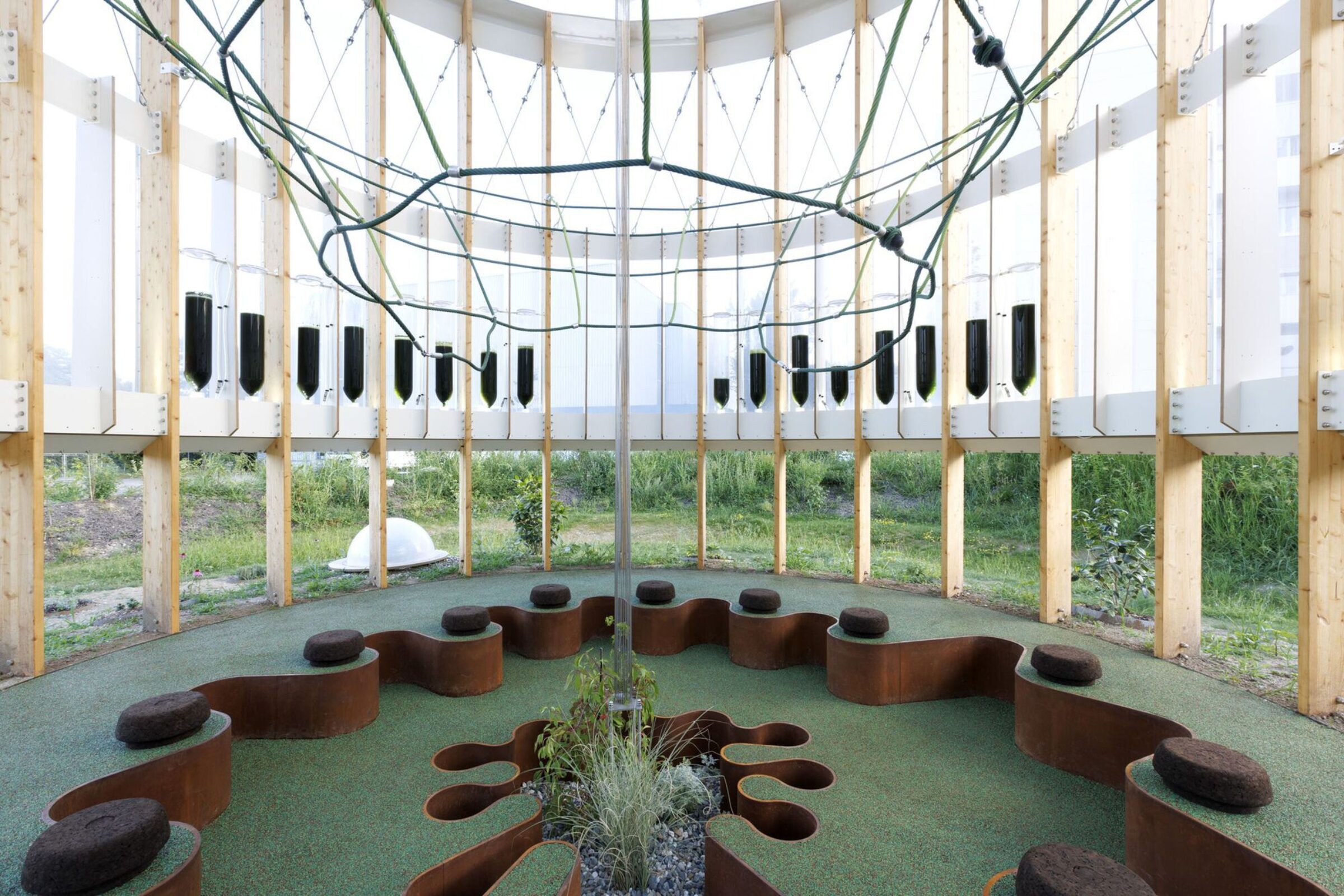 AirBubble Restorative Space healthcare garden combining air-purifying algae cultures with medicinal plants