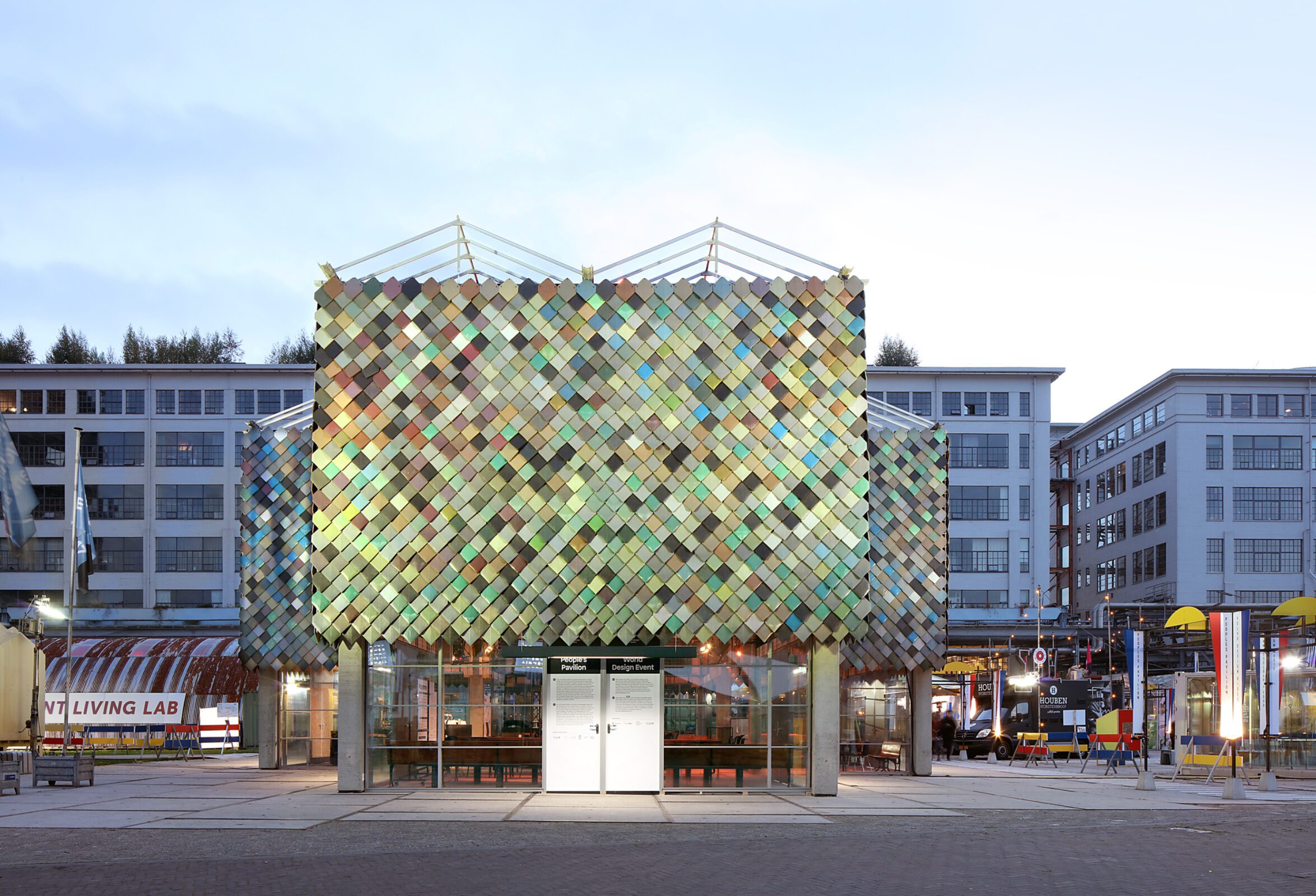 Recycled plastic cladding on the People's Pavilion by bureau SLA and Overtreders W